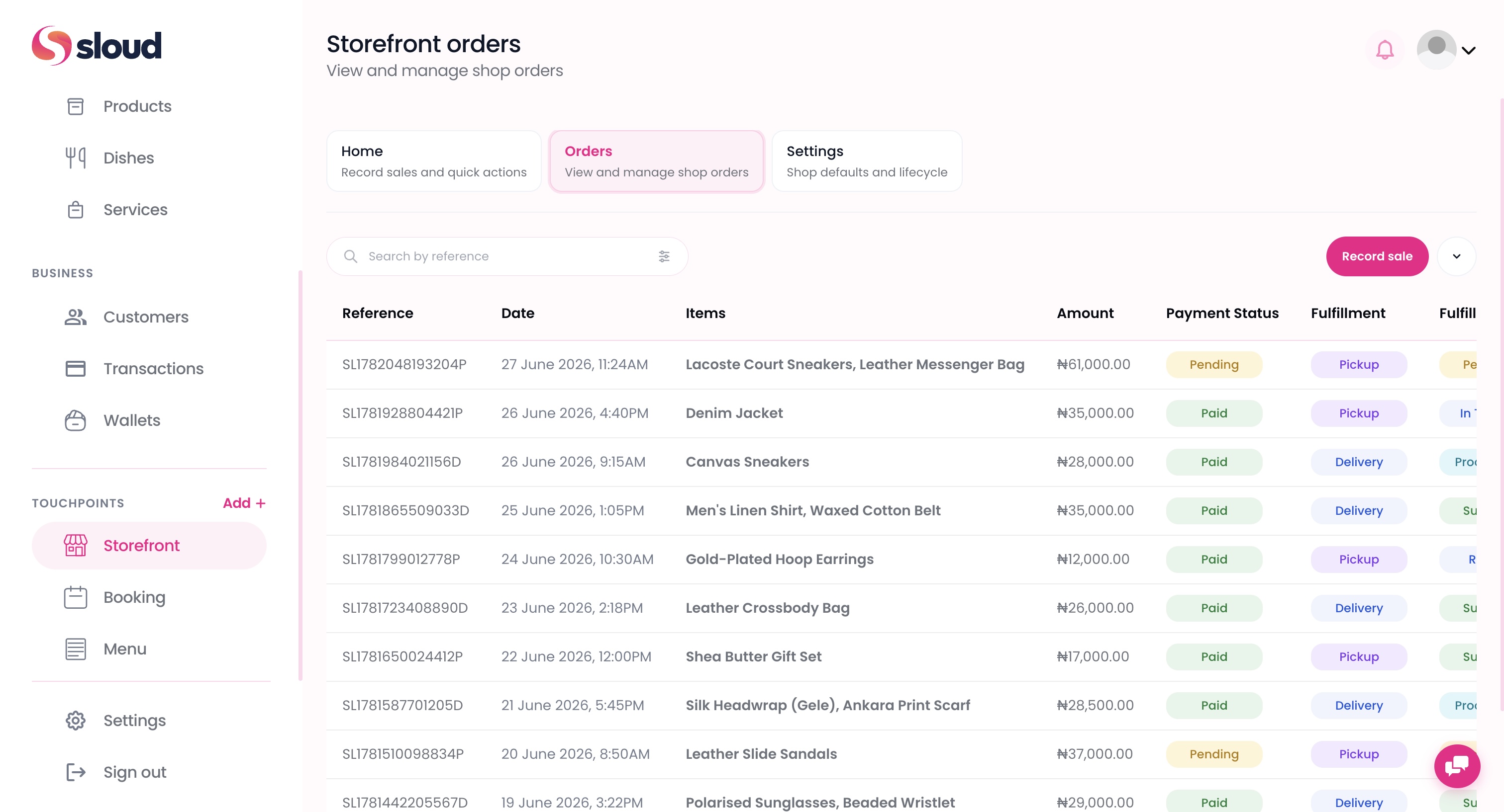 Sloud orders for a salon or service business